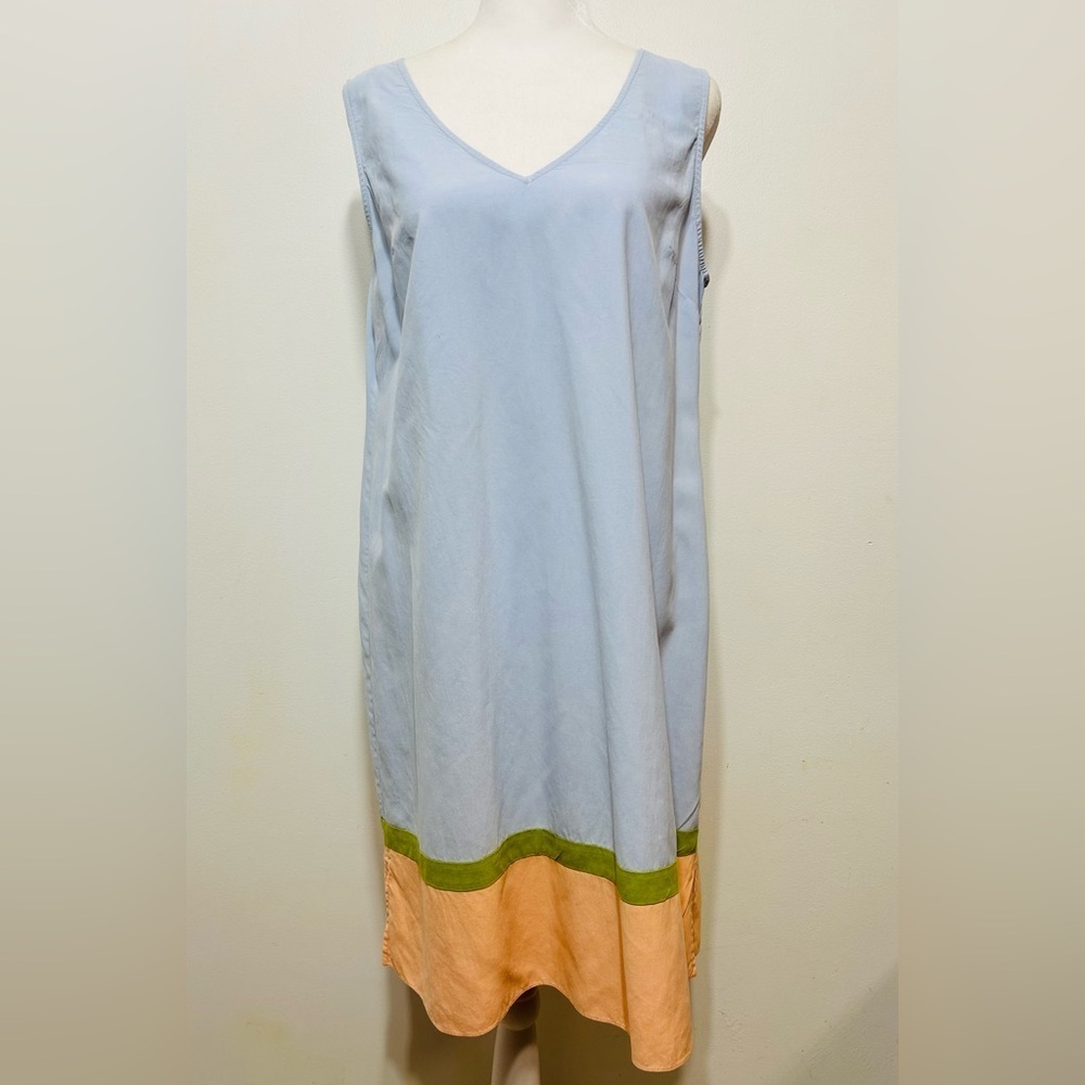 Soft Surroundings 100% Silk Sleeveless Colorblock Mini Dress
